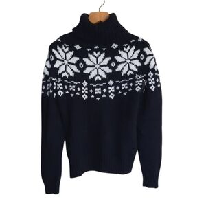 Eddie Bauer Black and White Fair Isle Turtleneck Sweater